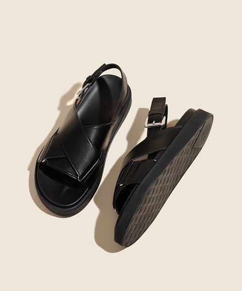 shoes365 サンダル 「shoes365」クロスデザイン バックル付き