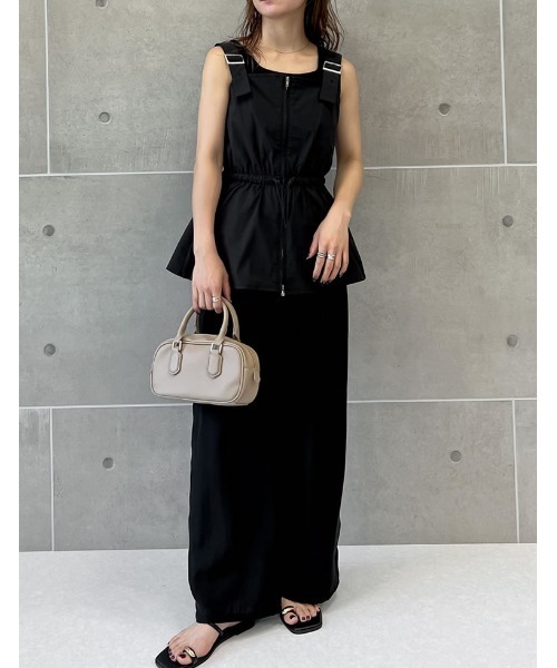 ベスト ジレ 「2024 SUMMER COLLECTION」「2点セット」「低身長サイズ有」ダブルジップペプラムベスト×チュールスカートワンピ レデ Re:EDIT（リエディ）の「[2024 SUMMER COLLECTION][2点セット