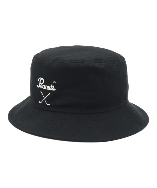 NEW ERA ニューエラ ゴルフ バケット 新品　スヌーピー S /M　黒 NEW ERA 帽子 ハット ニューエラゴルフ バケットハット 綿