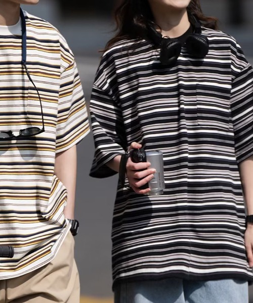 GENXDER（ノンジェンダー） tシャツ 「GENXDER」ボーダー柄ルーズ