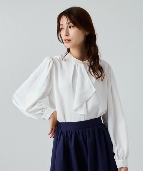 JAYRO（ジャイロ） ブラウス シャツ ドレープスカーフ衿配色ブラウス