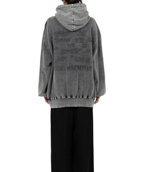 メゾンミハラヤスヒロ　Cat Print Distressed Hoodie Maison MIHARA YASUHIRO: Black Bleached Cat Print Hoodie | SSENSE