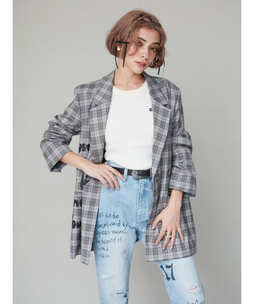 シェリエ　sheller / 新品未使用 グレー チェック柄 ジャケット シェリエ sheller / 新品未使用 グレー チェック柄 ジャケット 【公式