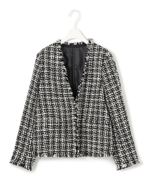 CADUNE ツイードノーカラージャケット 38 ブラック 楽天市場】【SALE／10%OFF】【入卒式/結婚式/祝賀会】セレモニー