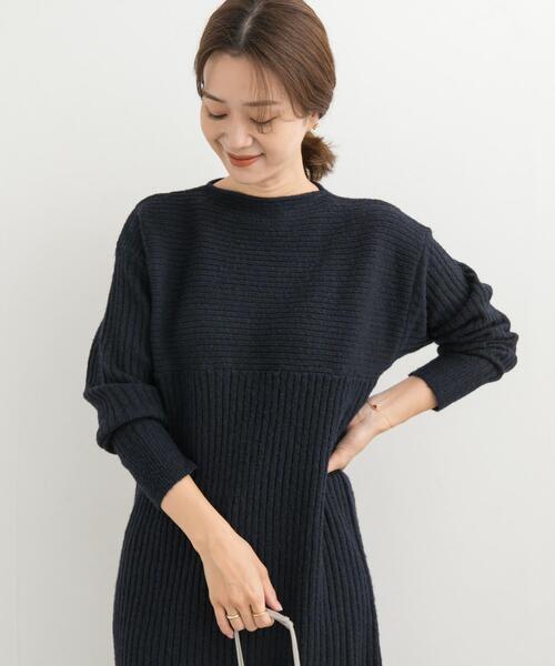 LAURA ASHLEY / ローラ アシュレイ ペプラム風ジャカードワンピース