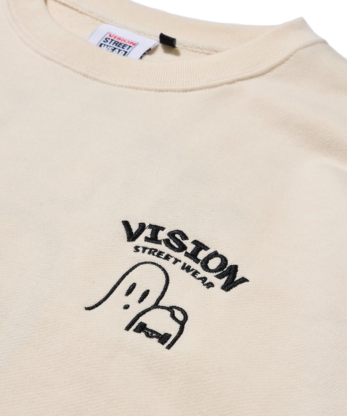トレーナー スウェット 「VISION STREET WEAR」オリジナルグラフィック チェーン刺繍 ゴーストイラストスウェットトレーナー レディース VISION STREET WEAR（ヴィジョンストリートウェア）の「【VISION