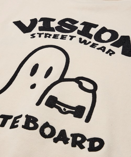 トレーナー スウェット 「VISION STREET WEAR」オリジナルグラフィック チェーン刺繍 ゴーストイラストスウェットトレーナー レディース VISION STREET WEAR（ヴィジョンストリートウェア）の「【VISION