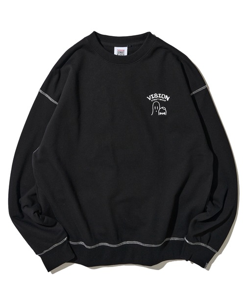 トレーナー スウェット 「VISION STREET WEAR」オリジナルグラフィック チェーン刺繍 ゴーストイラストスウェットトレーナー レディース セール】【VISION STREET WEAR】オリジナルグラフィック