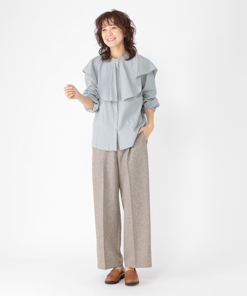 ブラウスの店単品です 一枚着／ジャケットイン】女性らしい細ボウタイブラウス
