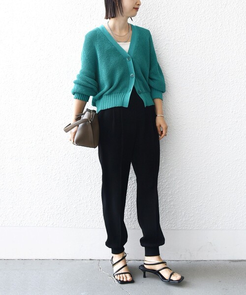 SHIPS（シップス） パンツ 「手洗い可能」裾 リブ ドロスト パンツ