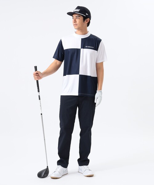 美品　BEAMS GOLF 半袖モックネックポロシャツ　L BEAMS GOLF（ビームスゴルフ）の「BEAMS GOLF ORANGE LABEL / 襟
