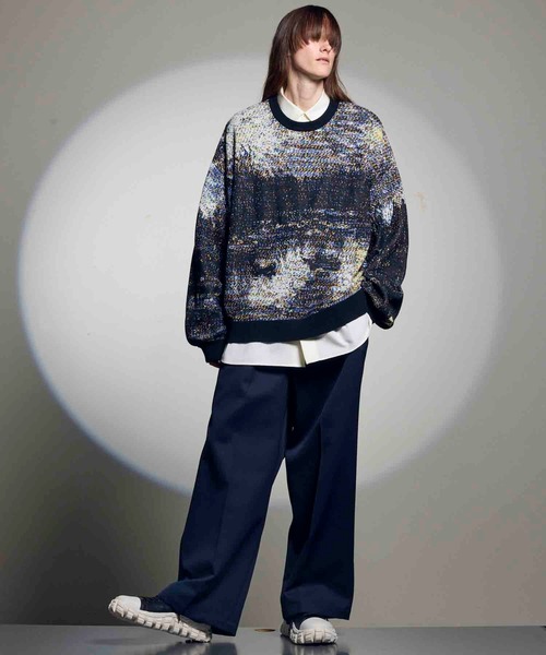 MAISON SPECIAL グラフィックプリントニット UNISEX》Prime-Over Landscape Painting Crew Neck Knit