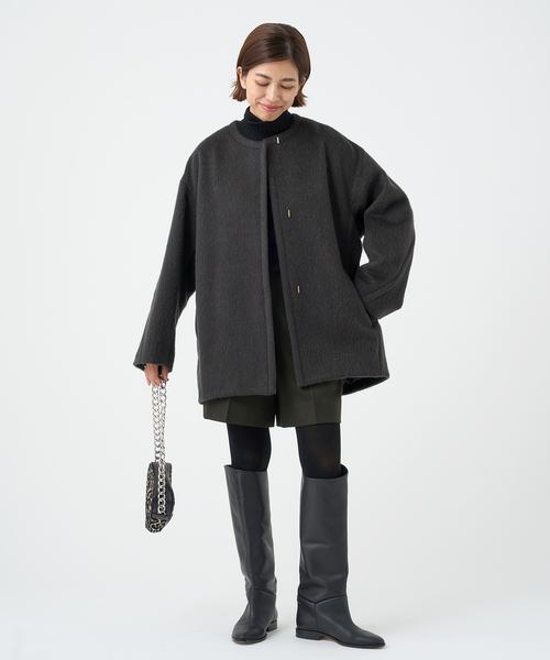 IENA（イエナ） ノーカラーコート 38 グレー レディース : ZOZOTOWN