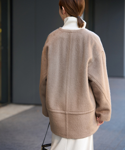 IENA（イエナ） ノーカラーコート 38 グレー レディース : ZOZOTOWN