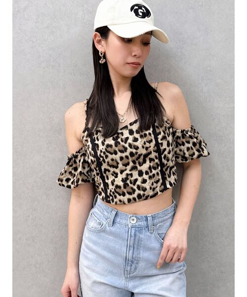 即日発送！GYDA オフショルバルーンスリーブブラウス ミックス　完売カラー GYDA ブラウス シャツ オフショルバルーンスリーブブラウス