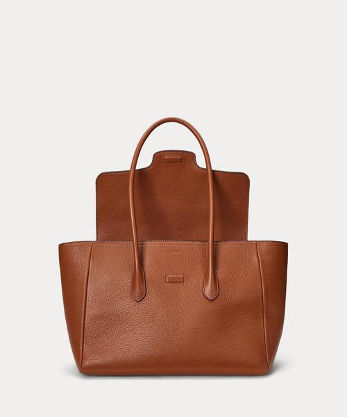 LAUREN RALPH ハンドバッグ ペブルド レザー ラージ Tanner
