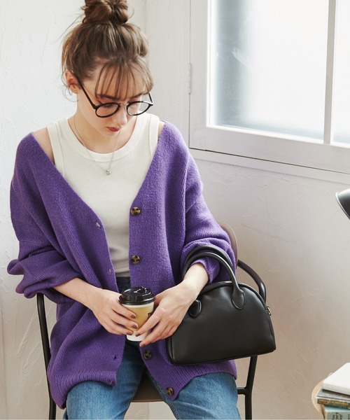 「ANGIE」 ニットカーディガン FREE ブルー レディース_画像2