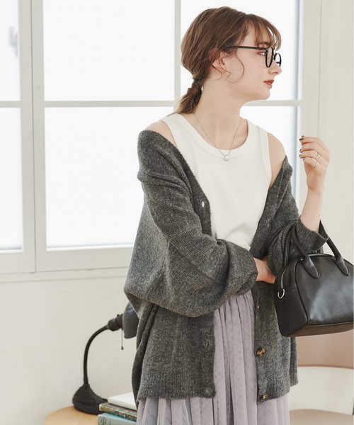 「ANGIE」 ニットカーディガン FREE ブルー レディース_画像4