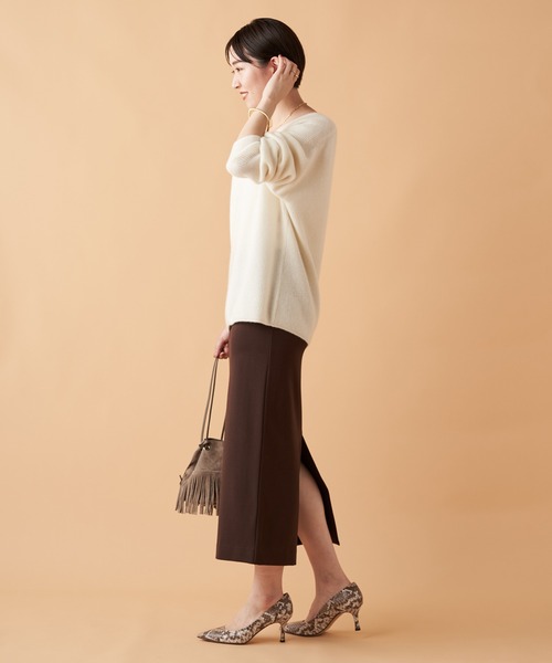 「LOUNGEDRESS」 Vネックニット FREE モカ レディース_画像8