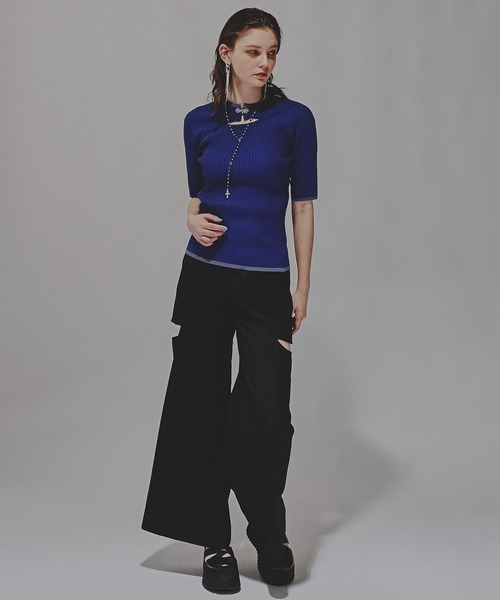 HARE｜フロントアキチャイナリブニット | Rakuten Fashion(楽天