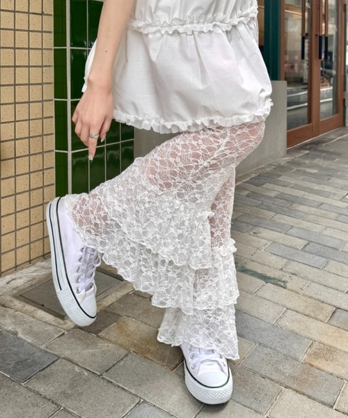 SOLLON.（ソルロン） パンツ 2段フリルレースパンツ レディース