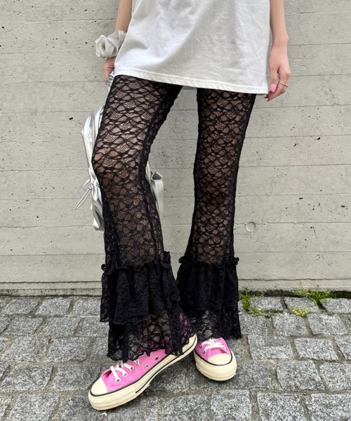 SOLLON.（ソルロン） パンツ 2段フリルレースパンツ レディース