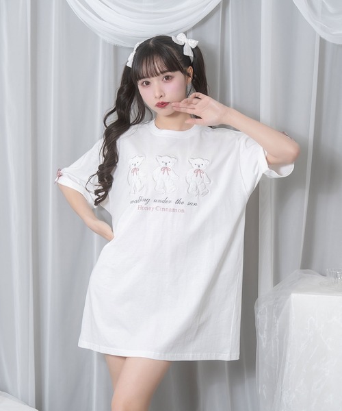 tシャツ Honey Bear アップリケTシャツ レディース Honey Cinnamon tシャツ Bear アップリケTシャツ レディース