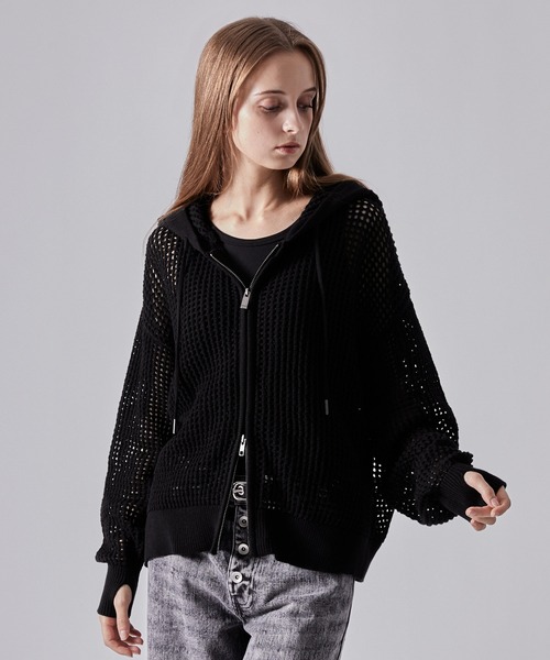 セブンイレブン 冬ギフト カタログ CLEL パーカー 「CLEL」Watermark Knitting Mesh Zip Parka トップス