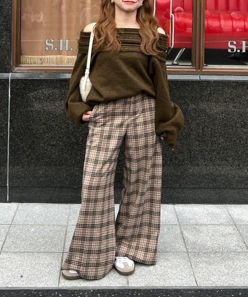 RANCLIC ニット セーター 柄編みオフショルニット レディース