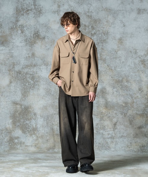 glamb（グラム） シャツ Suit Fabric Work Shirt / スーツファブリック