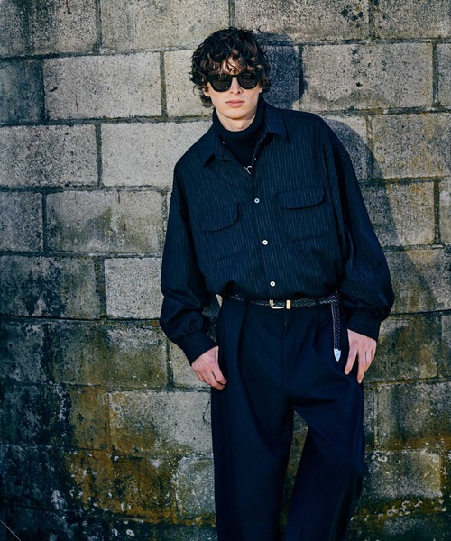 glimspankyTシャツ Lサイズ ブラック glamb（グラム） シャツ Suit Fabric Work Shirt / スーツファブリック