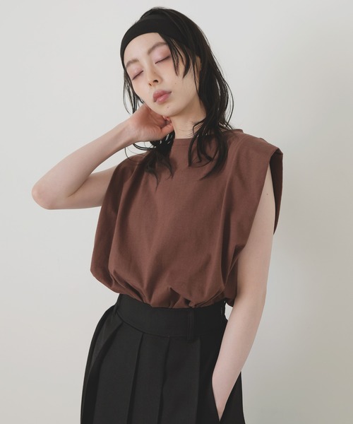 LIAN tシャツ ショルダータックトップス レディース : ZOZOTOWN