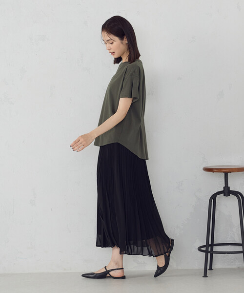 スカート シフォンジョーゼット アシンメトリープリーツ