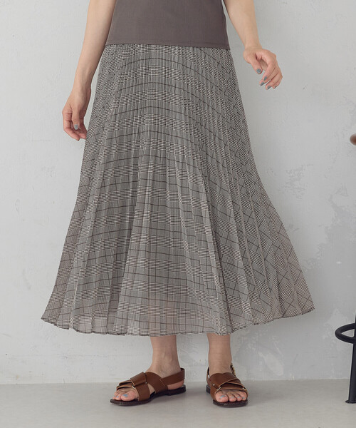 スカート シフォンジョーゼット アシンメトリープリーツ