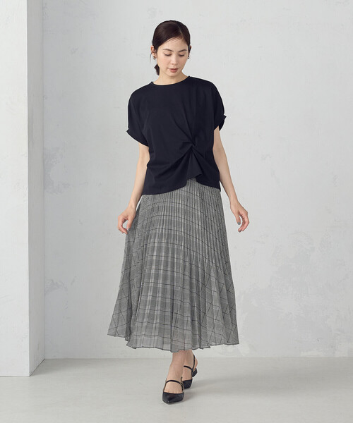 スカート シフォンジョーゼット アシンメトリープリーツ