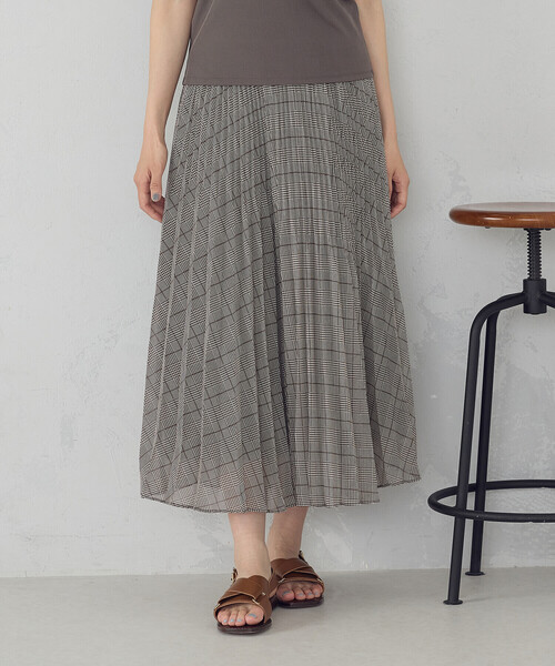 ロング スカート 夏 シフォンジョーゼット アシンメトリープリーツ