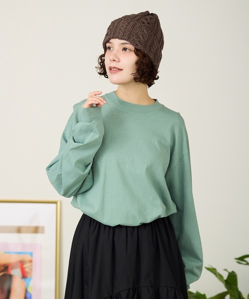 tシャツ Los Angeles Apparel/ロサンゼルスアパレル 6.5oz L/S Grmnt DyeCrewNeck 長袖Tシャツ レディー