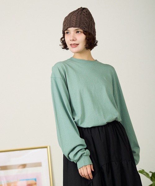 tシャツ Los Angeles Apparel/ロサンゼルスアパレル 6.5oz L/S Grmnt DyeCrewNeck 長袖Tシャツ レディー