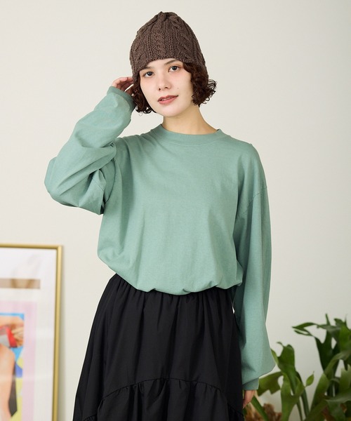 tシャツ Los Angeles Apparel/ロサンゼルスアパレル 6.5oz L/S Grmnt DyeCrewNeck 長袖Tシャツ レディー