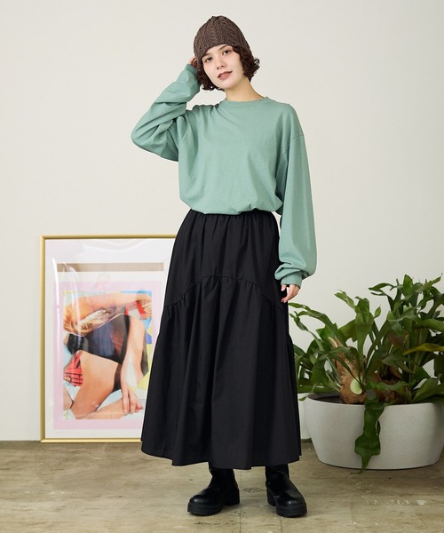 tシャツ Los Angeles Apparel/ロサンゼルスアパレル 6.5oz L/S Grmnt DyeCrewNeck 長袖Tシャツ レディー