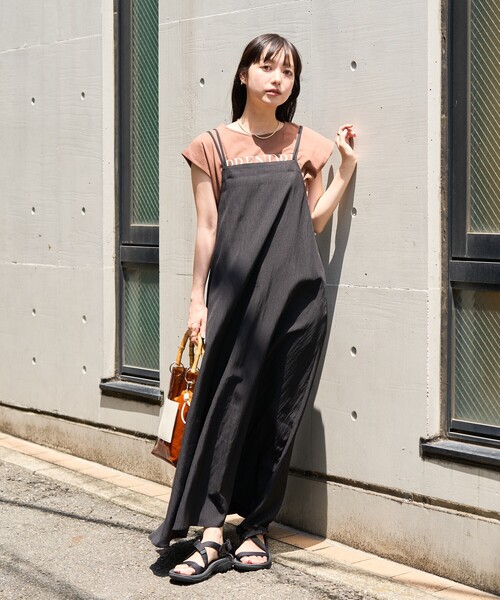 新品 23区【接触冷感性】フィブリルツイル キャミソールワンピース 46ブラック 23区｜【接触冷感性】フィブリルツイル キャミソールフレア