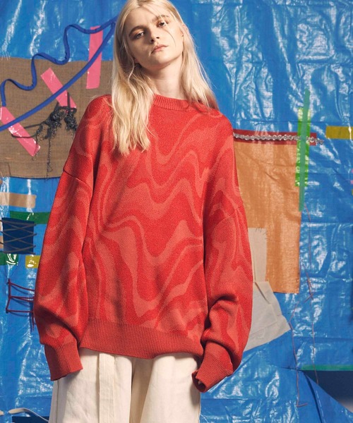 MAISON SPECIAL（メゾンスペシャル） 長袖ニット 1 レッド メンズ