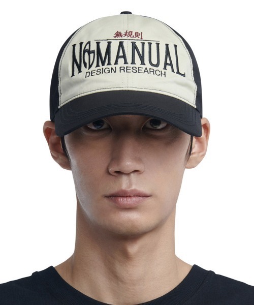 日本未入荷NOMANUALのPOINTED LOGO BALL CAP 全2色 NOMANUAL キャップ 帽子 「NOMANUAL /ノーマニュアル」無規則 2C