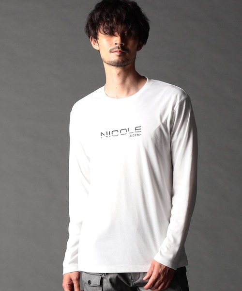 NICOLE CLUB FOR MEN tシャツ ロゴ刺繍長袖Tシャツ メンズ