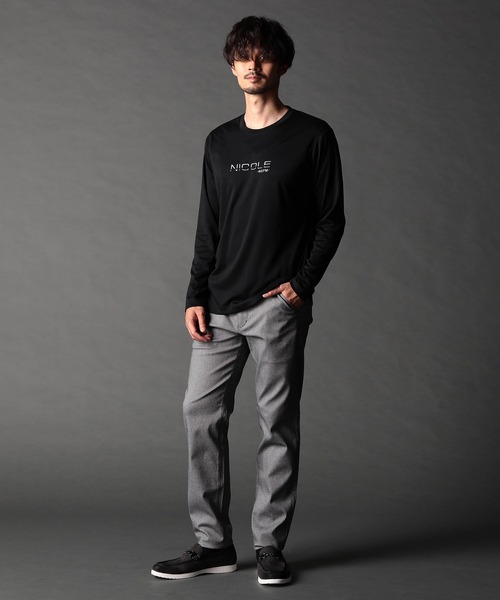 NICOLE CLUB FOR MEN tシャツ ロゴ刺繍長袖Tシャツ メンズ