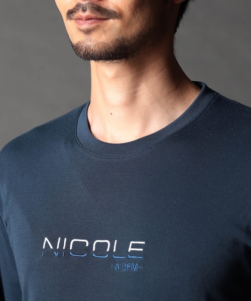 NICOLE CLUB FOR MEN tシャツ ロゴ刺繍長袖Tシャツ メンズ
