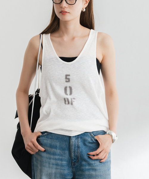 タンクトップ ノースリーブ OUT OF FRAMe basketballタンクトップ stencil レディース
