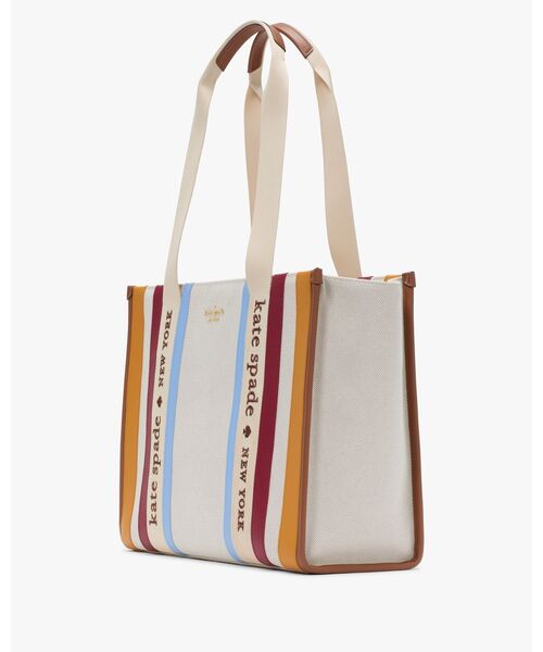 [kate spade NY] キャンバストートバッグ ネイビーストライプ柄 kate spade new york｜キップ キャンバス ストライプ ラージ