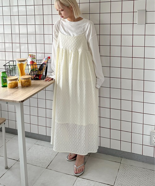 PILIT ワンピース 「インナーSET」ジャガードキャミワンピース