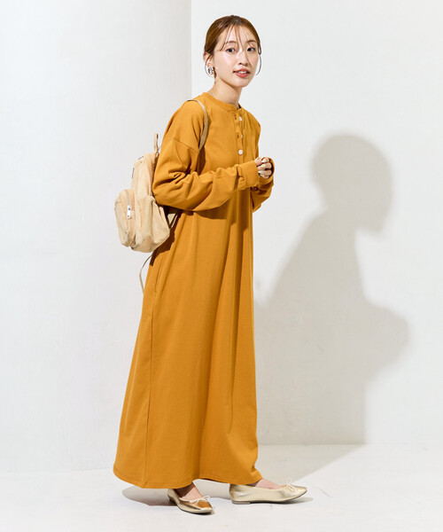 ワンピース 限定展開　USAコットン ヘンリーネック ロングスリーブ ワンピース | FREAK'S STORE | 05